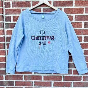New Directions Sweatshirt Womens Medium Gray It's Christmas Y'all Graphic